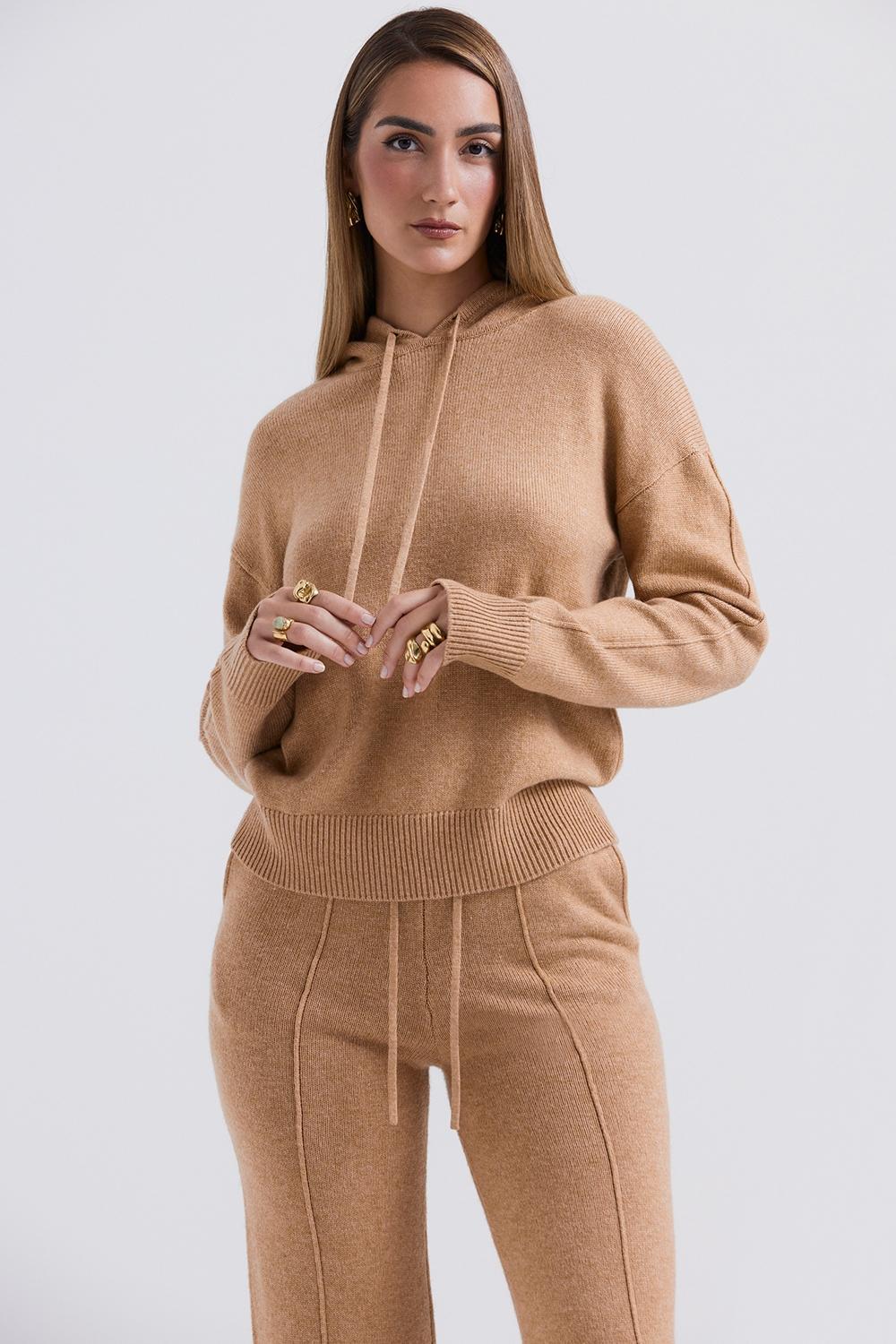 Jionni Camel Cashmere Blend Hoodie Product Image