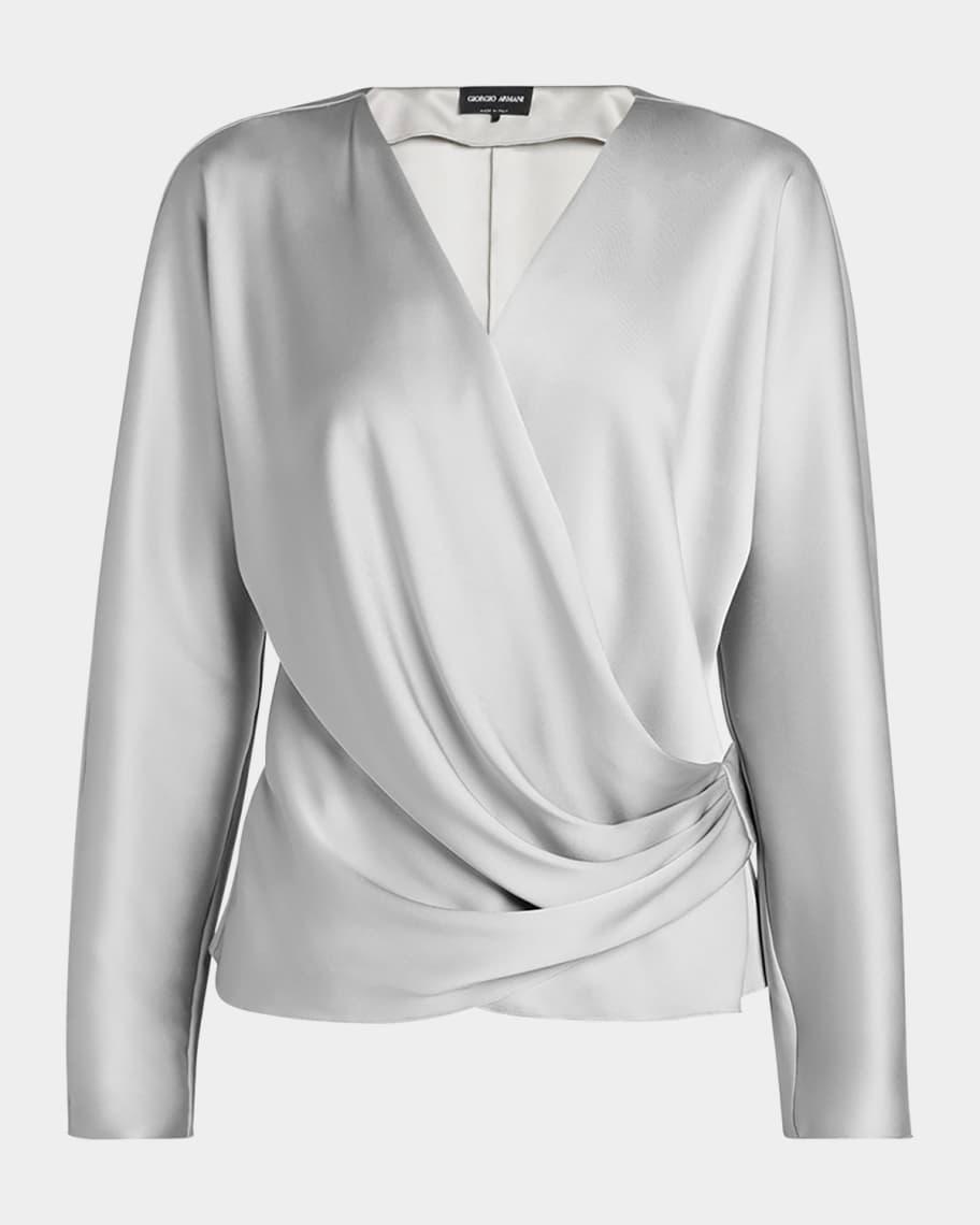 Draped Double Silk Wrap Shirt Product Image