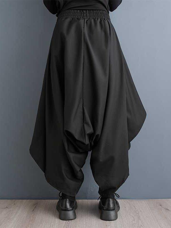 High Waisted Loose Asymmetric Elasticity Layered Solid Color Culotte Product Image