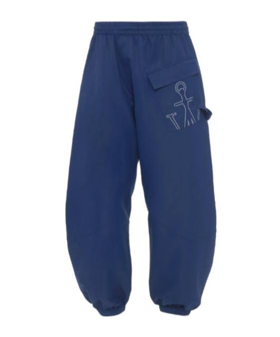 JW ANDERSON Twisted Anchor-embroidered Track Trousers In Blue Product Image