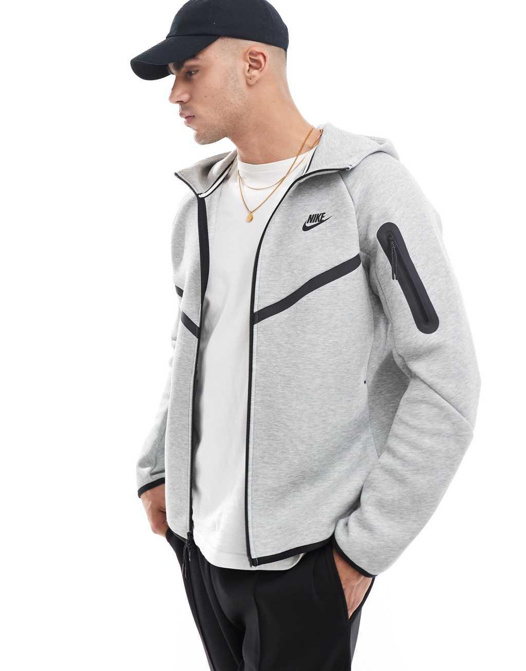 Nike Tech Fleece full zip hoodie in gray Product Image