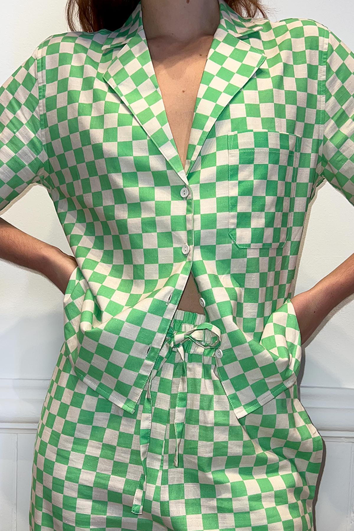 Long Lounge Set - Pistachio Check Product Image