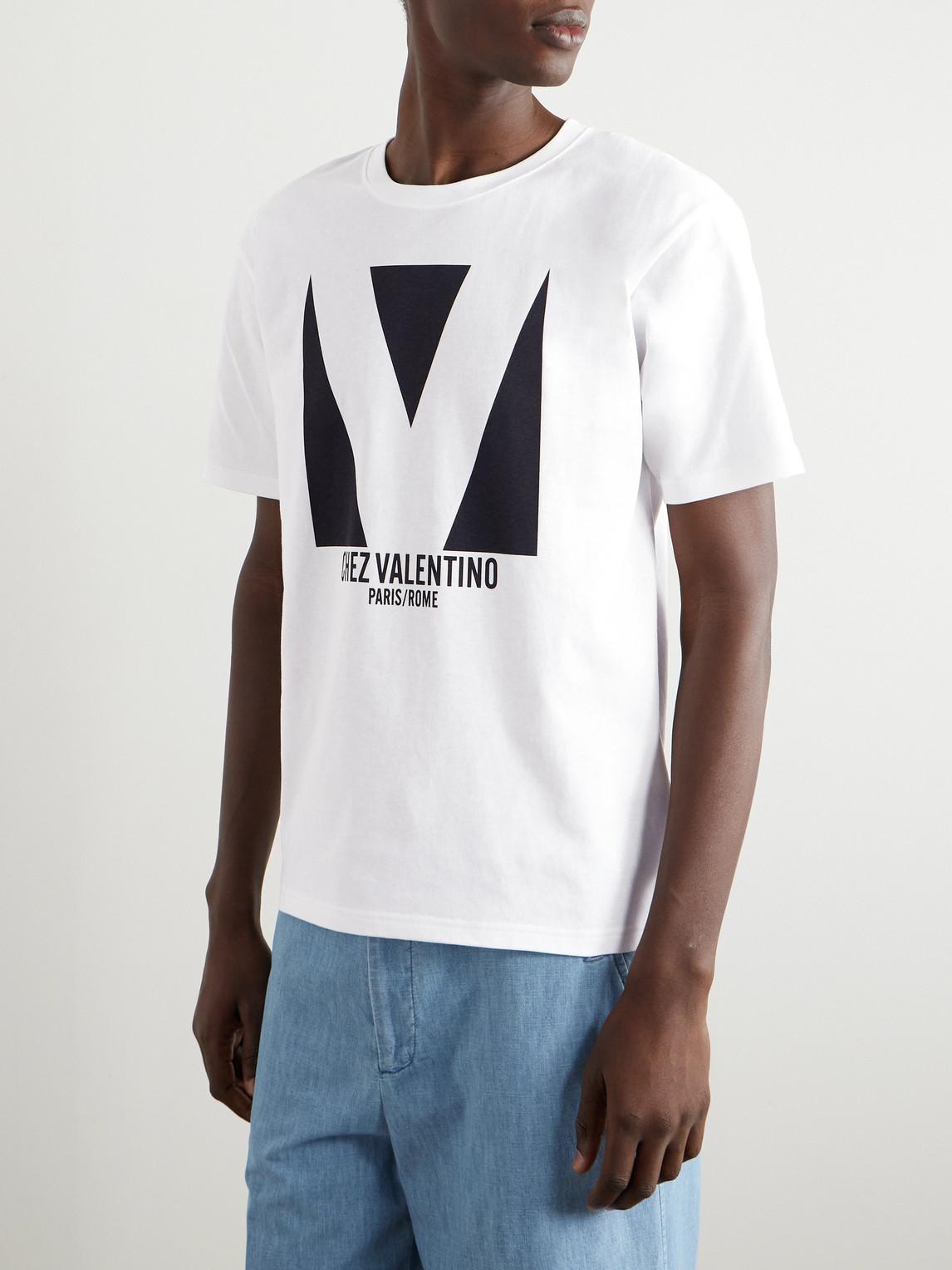 VALENTINO Mens Avorio Logo-print Crew-neck Cotton-jersey T-shirt Product Image