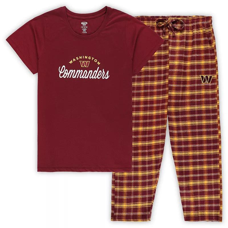 Womens Concepts Sport Burgundy Washington Commanders Plus Size Badge T-Shirt & Flannel Pants Sleep Set Product Image