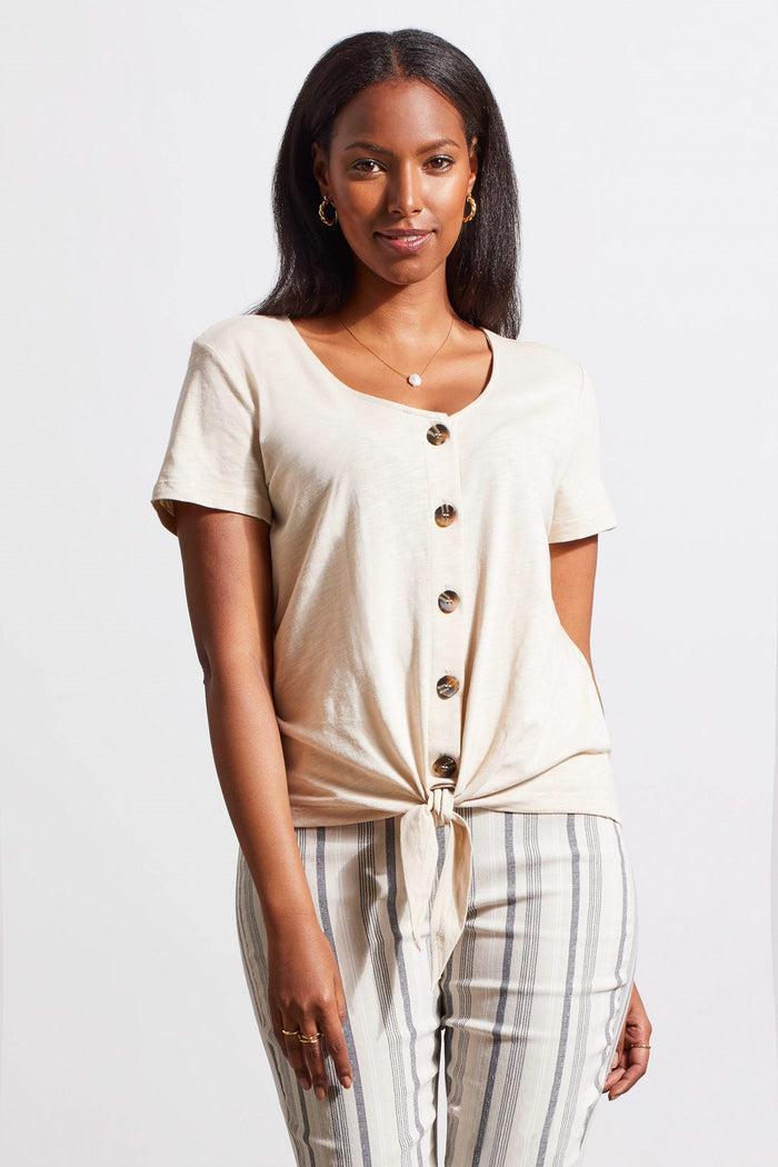 SHORT SLEEVE KNOT HEM TOP Product Image