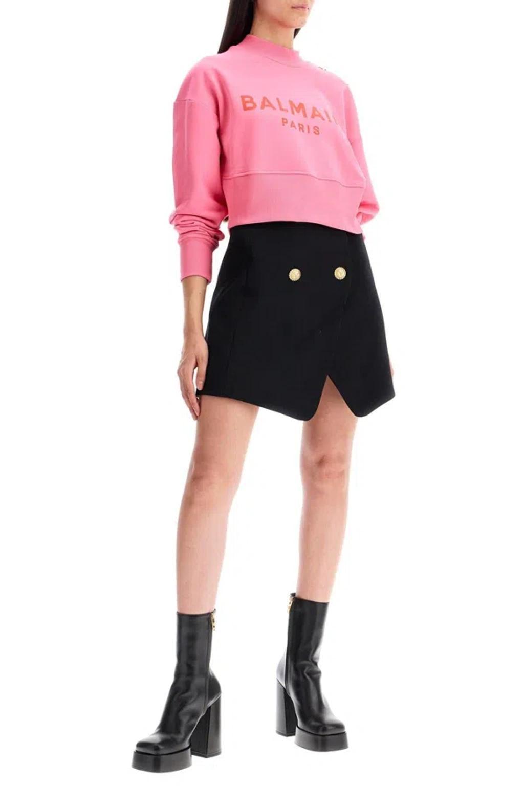 BALMAIN Cropped Sweatshirt With Buttons Product Image