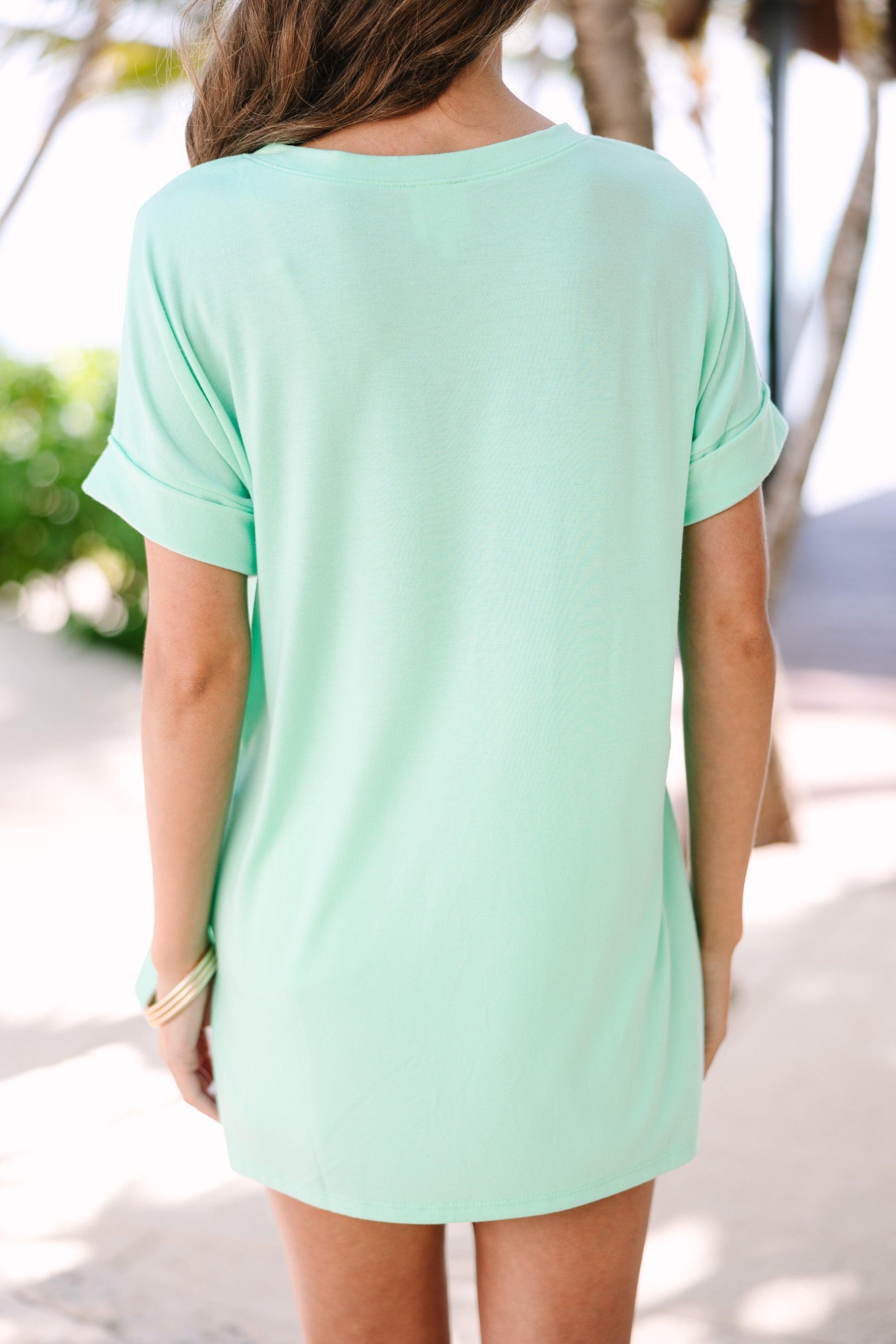 Make Your Life Easy Mint Green V-neck Top Female Product Image