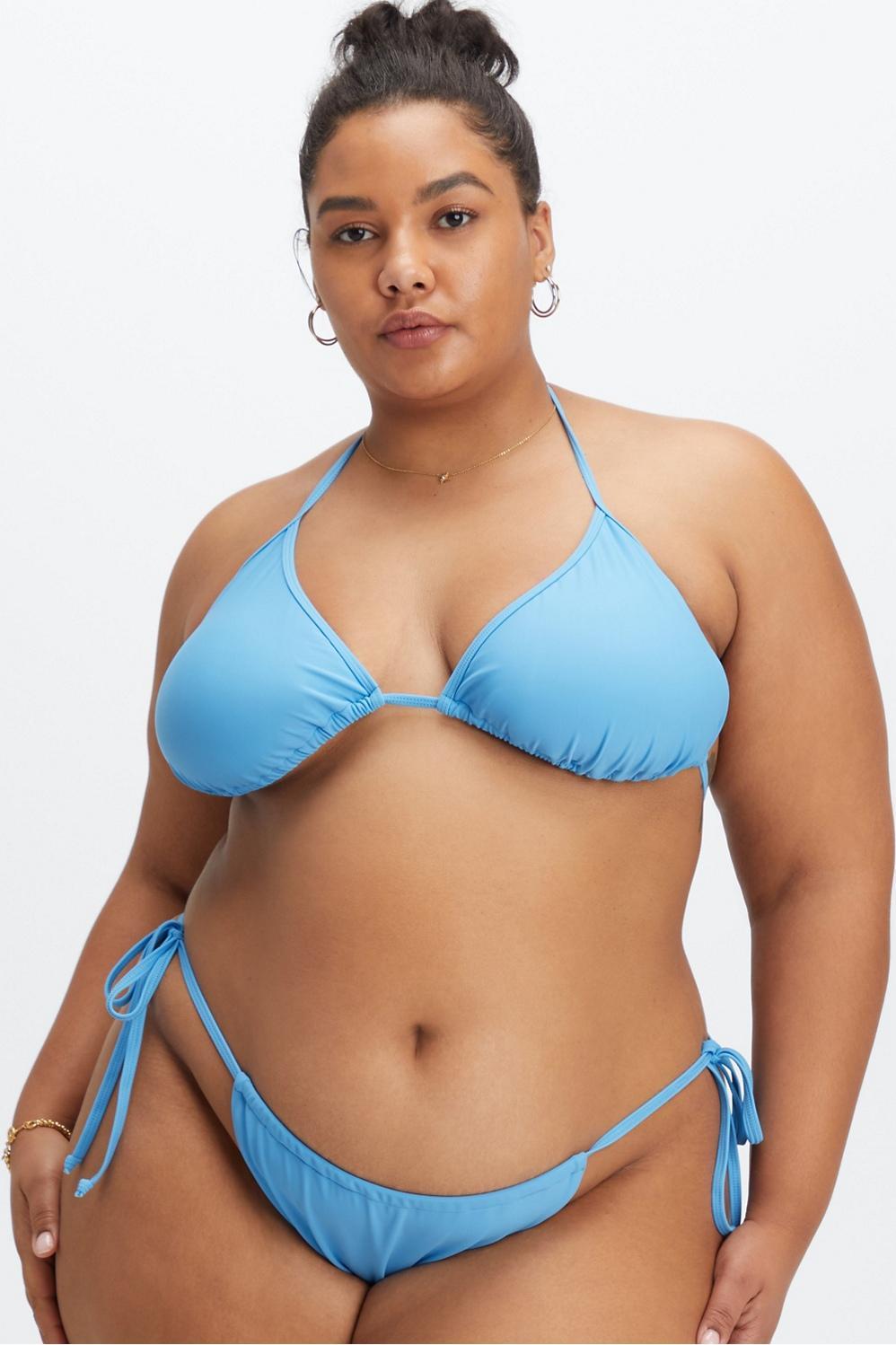 Fabletics Triangle String Bikini Top Womens blue plus Size 4X Product Image