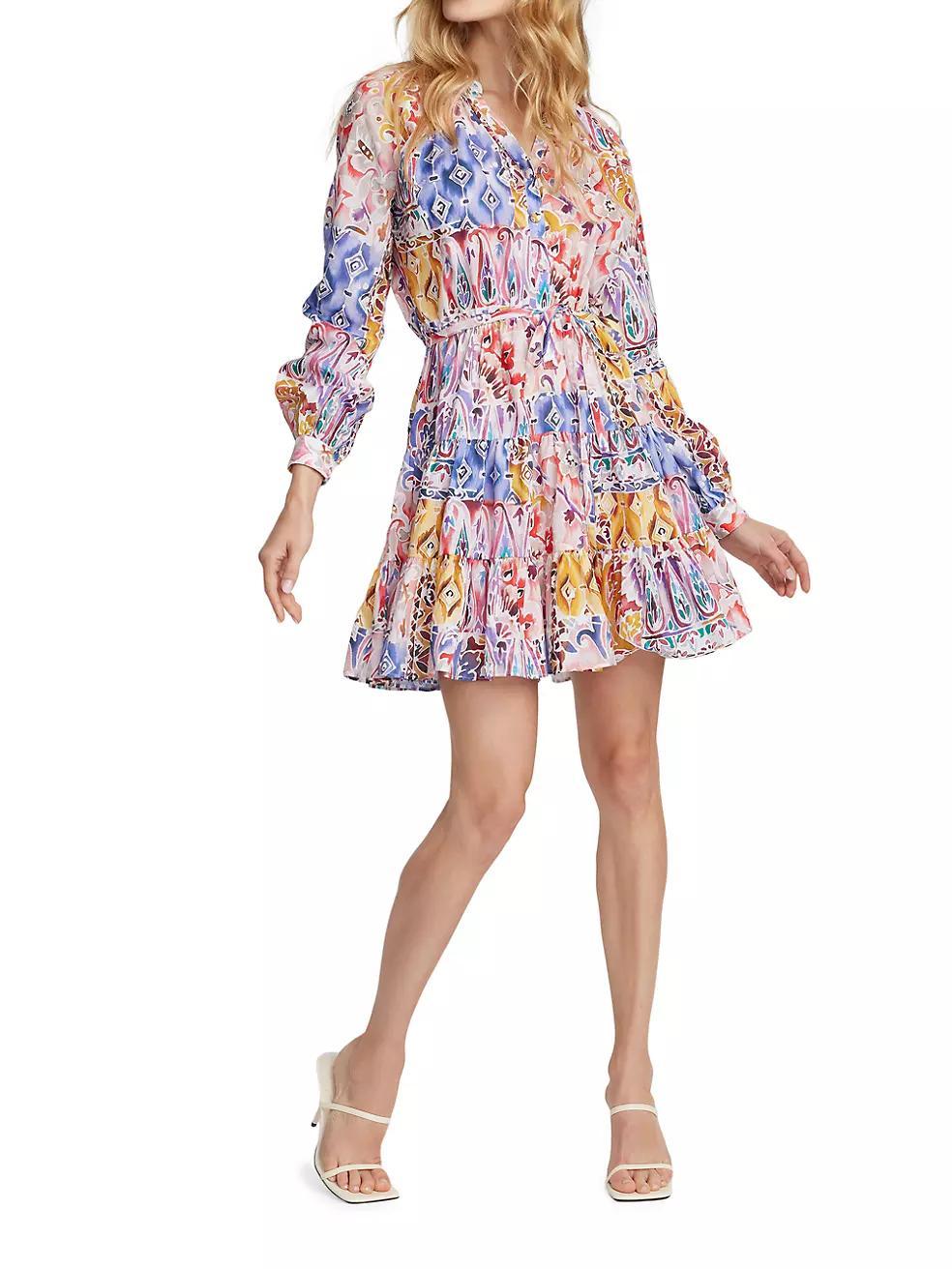 Sydney Paisley Long-Sleeve Minidress Product Image