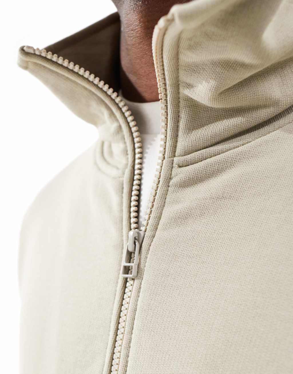 Scalpers icon turtle zip sweatshirt in light khaki   Product Image