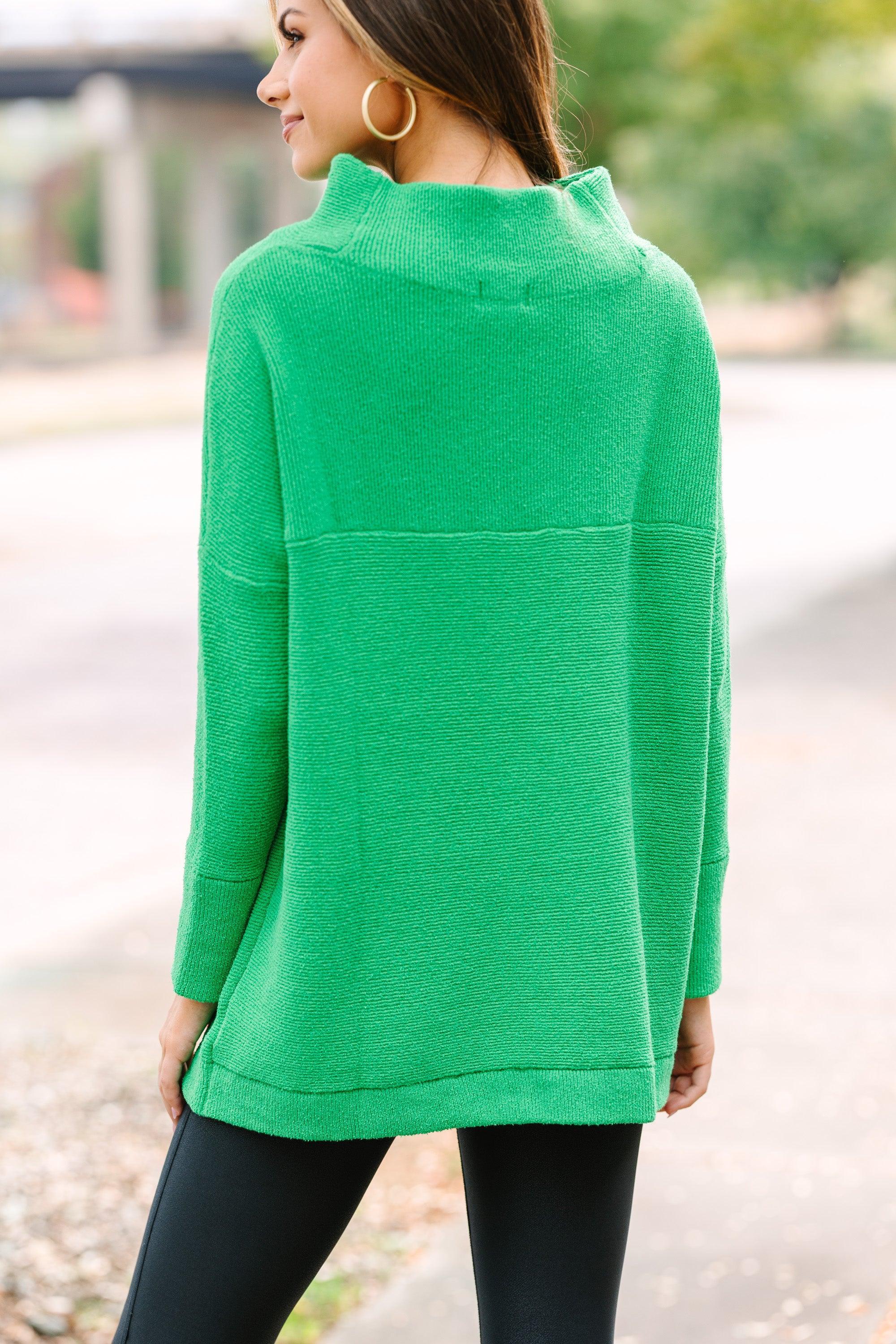 The Slouchy Kelly Green Mock Neck Tunic Female Product Image