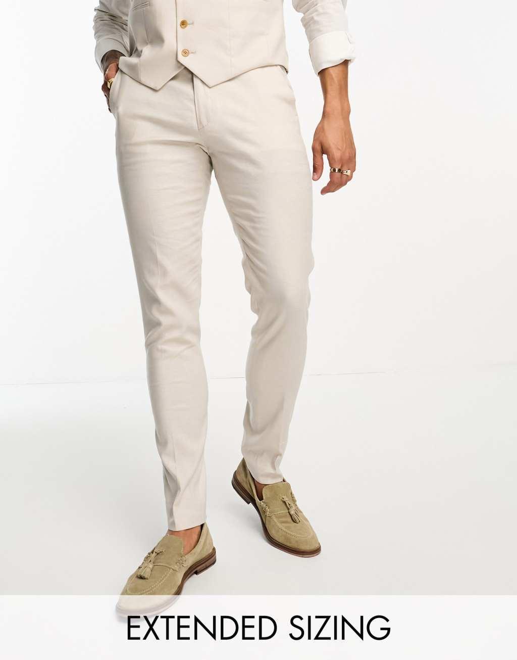 ASOS DESIGN skinny linen mix suit pants Product Image