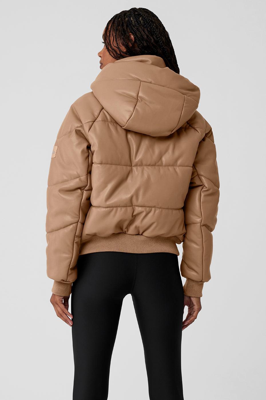 Alo Yoga | Faux Leather Boss Puffer Jacket Beige Product Image