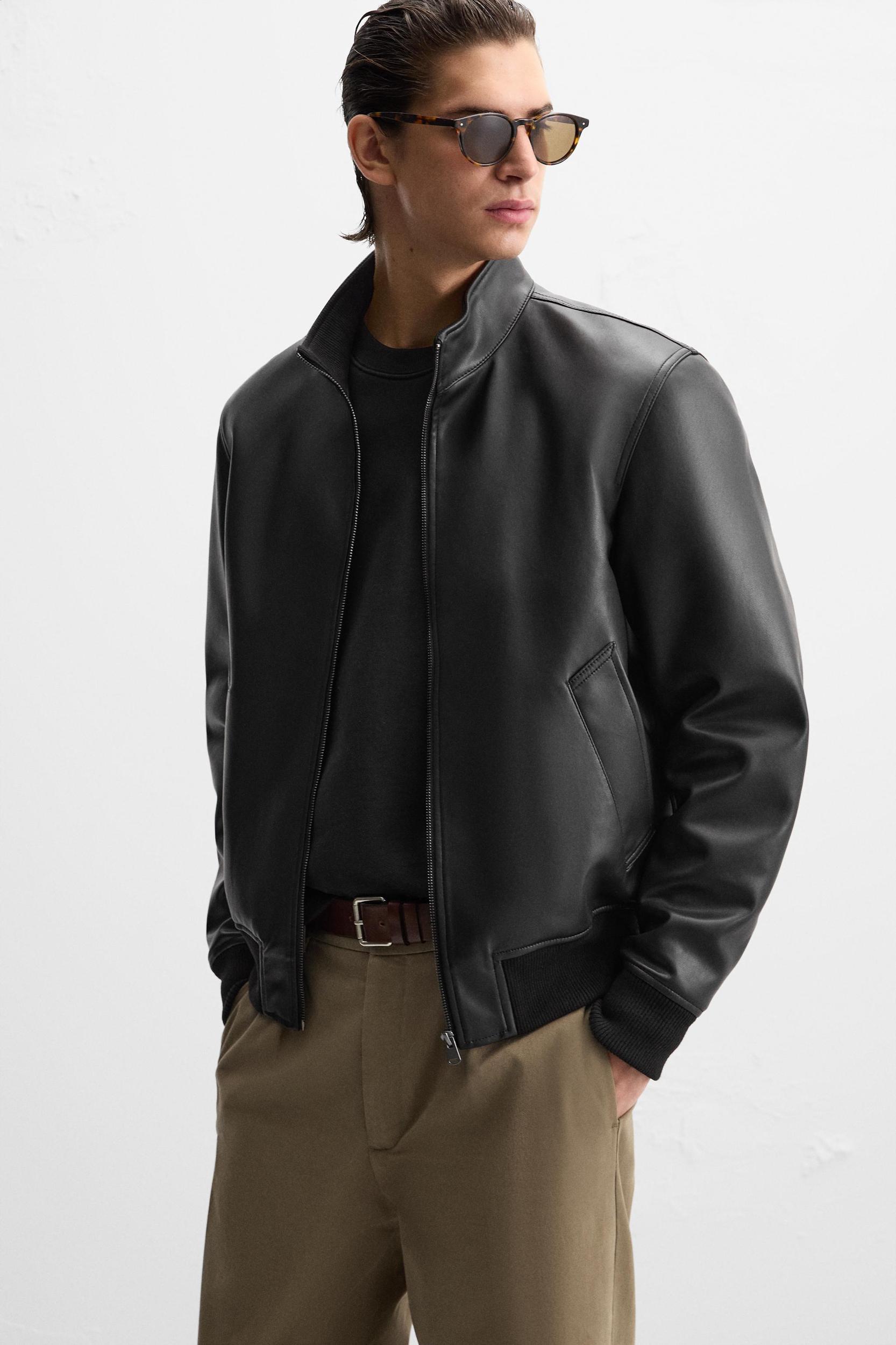 FAUX LEATHER BOMBER JACKET Product Image