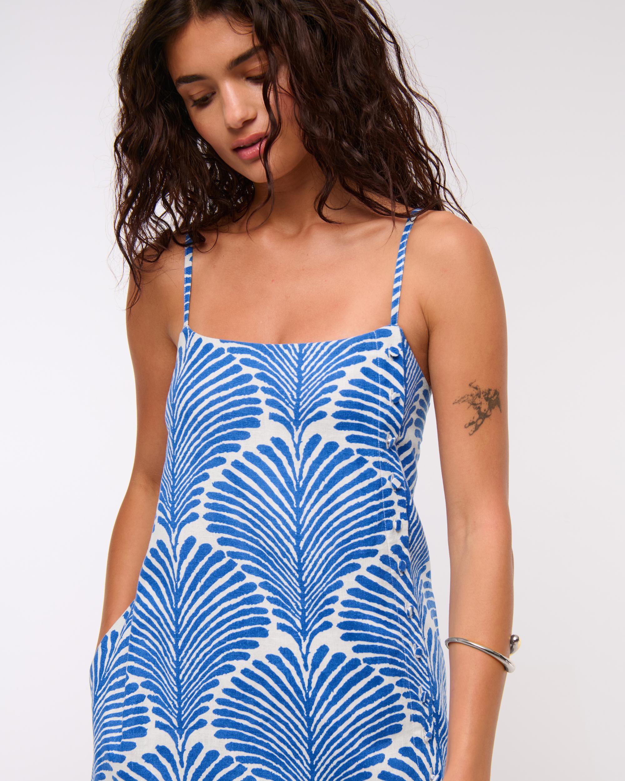 Linen-Blend Button Skort Product Image