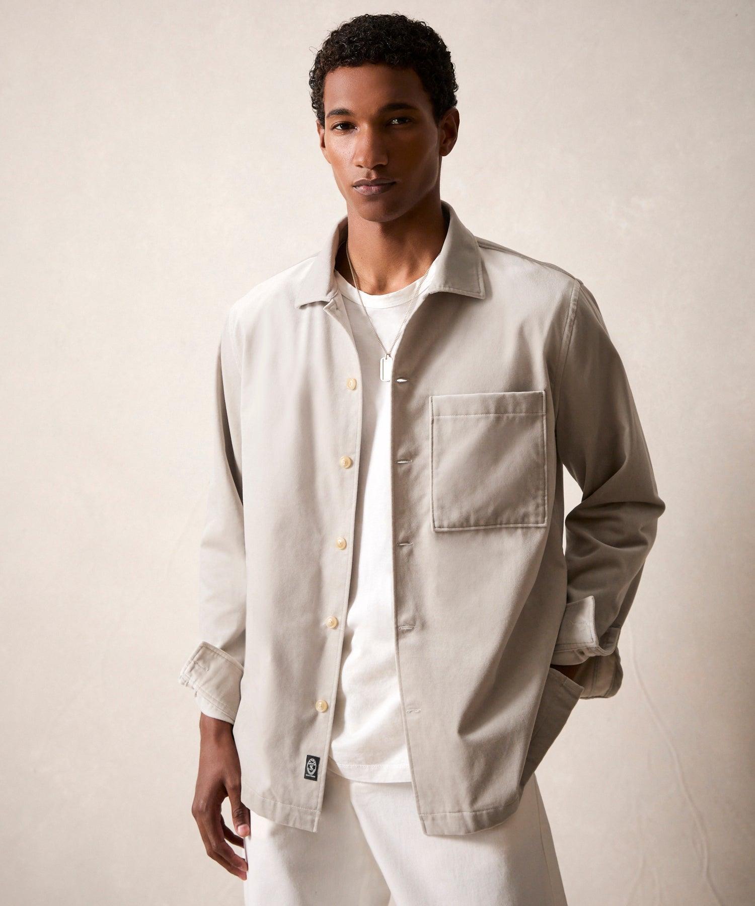 Italian Velvet Overshirt in Dry Sage Product Image