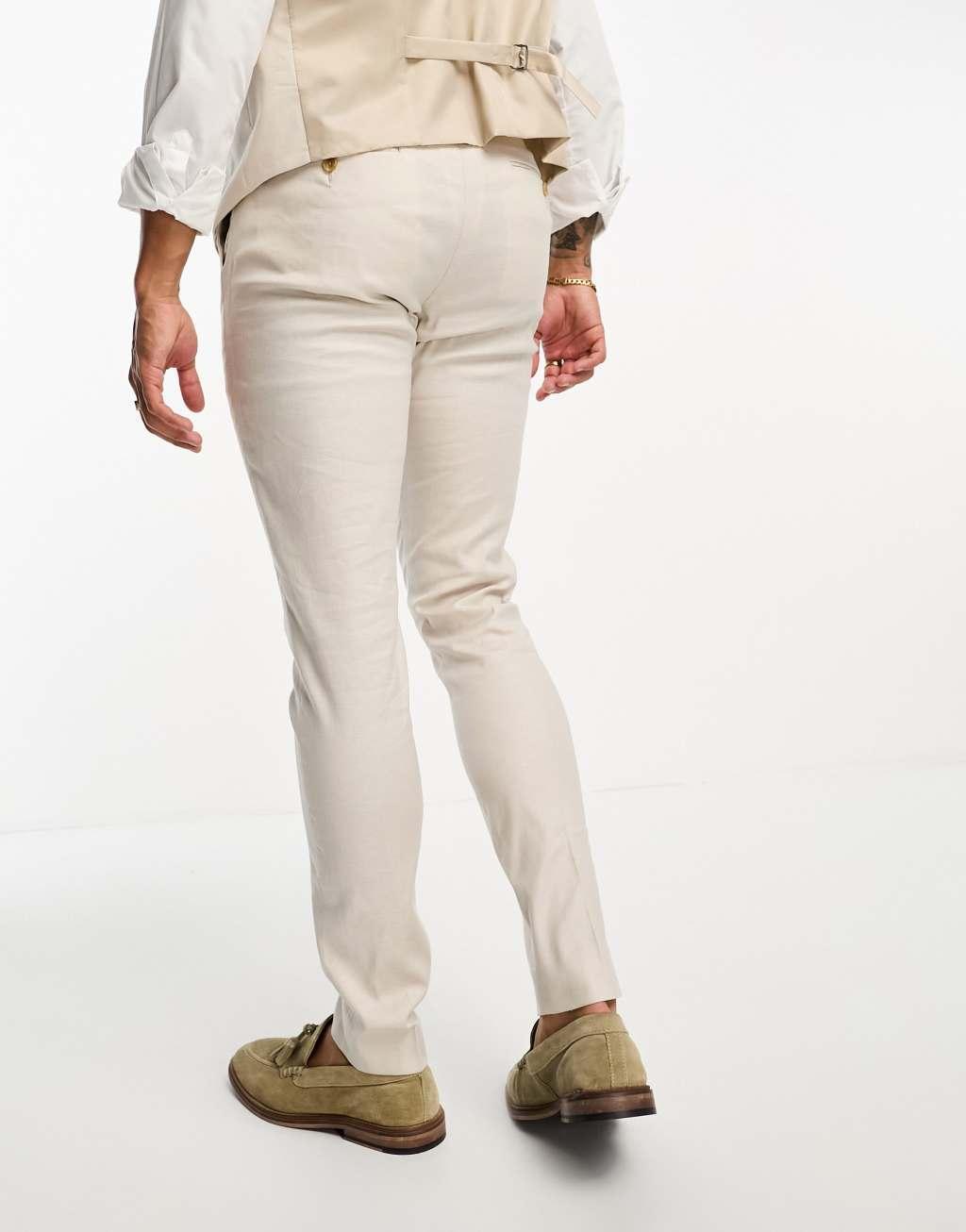 ASOS DESIGN skinny linen mix suit pants Product Image