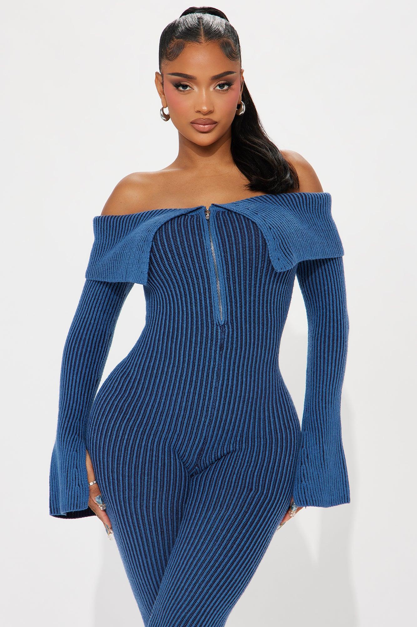 Cady Sweater Jumpsuit - Blue/combo Product Image