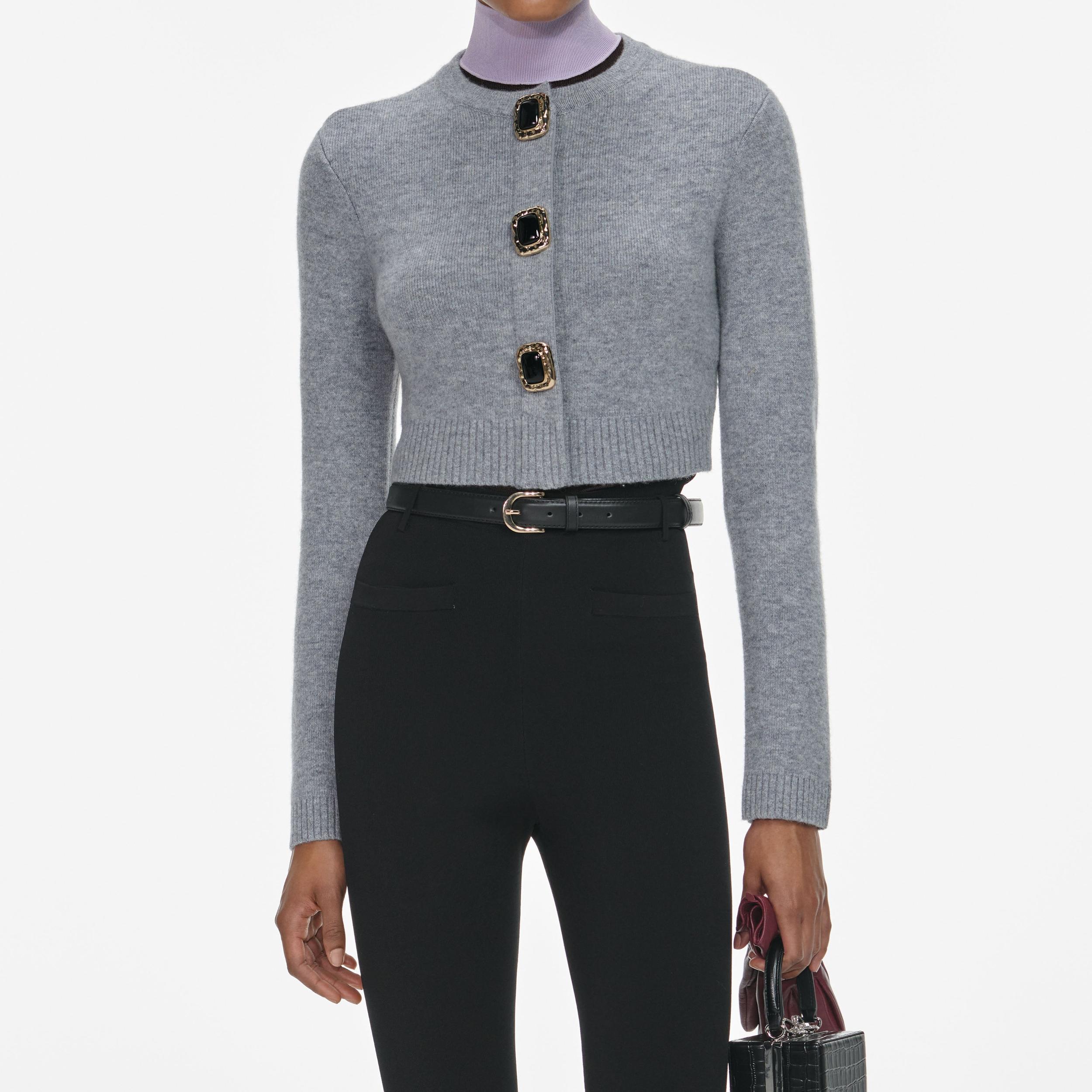 Grey Wool Cardigan Product Image