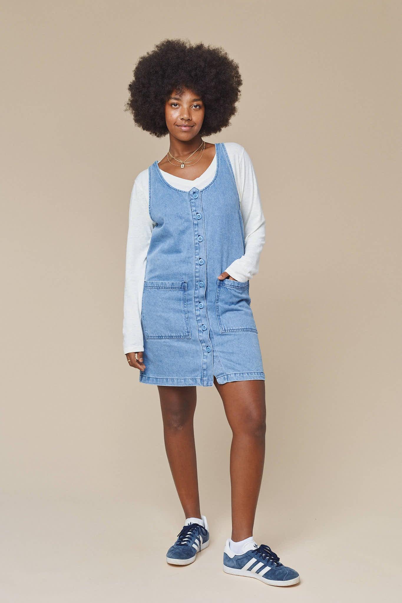 Denim Jumper Dress Female Product Image