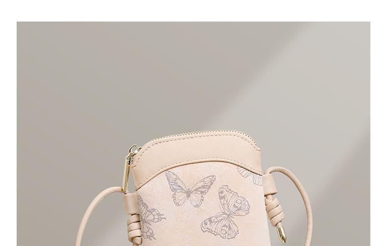 Butterfly Print Faux Leather Mobile Phone Crossbody Bag Product Image