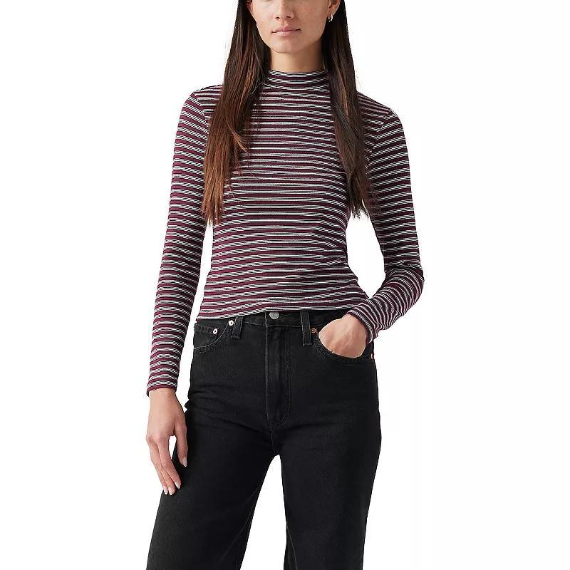 Women's Levi's® Effortless Long Sleeve T-Shirt, Size: Large, Lunar Stripe Red Product Image