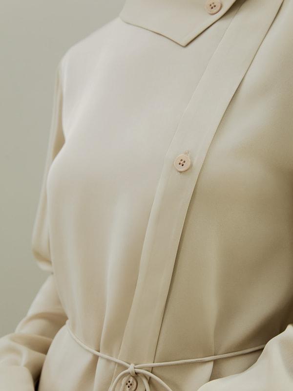 Asymmetrical Shirt with Waist Tie Product Image