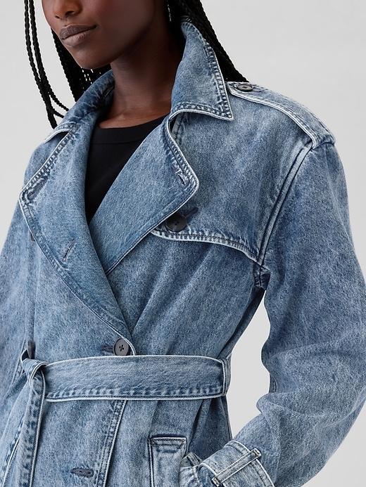 Longline Icon Denim Trench Jacket Product Image