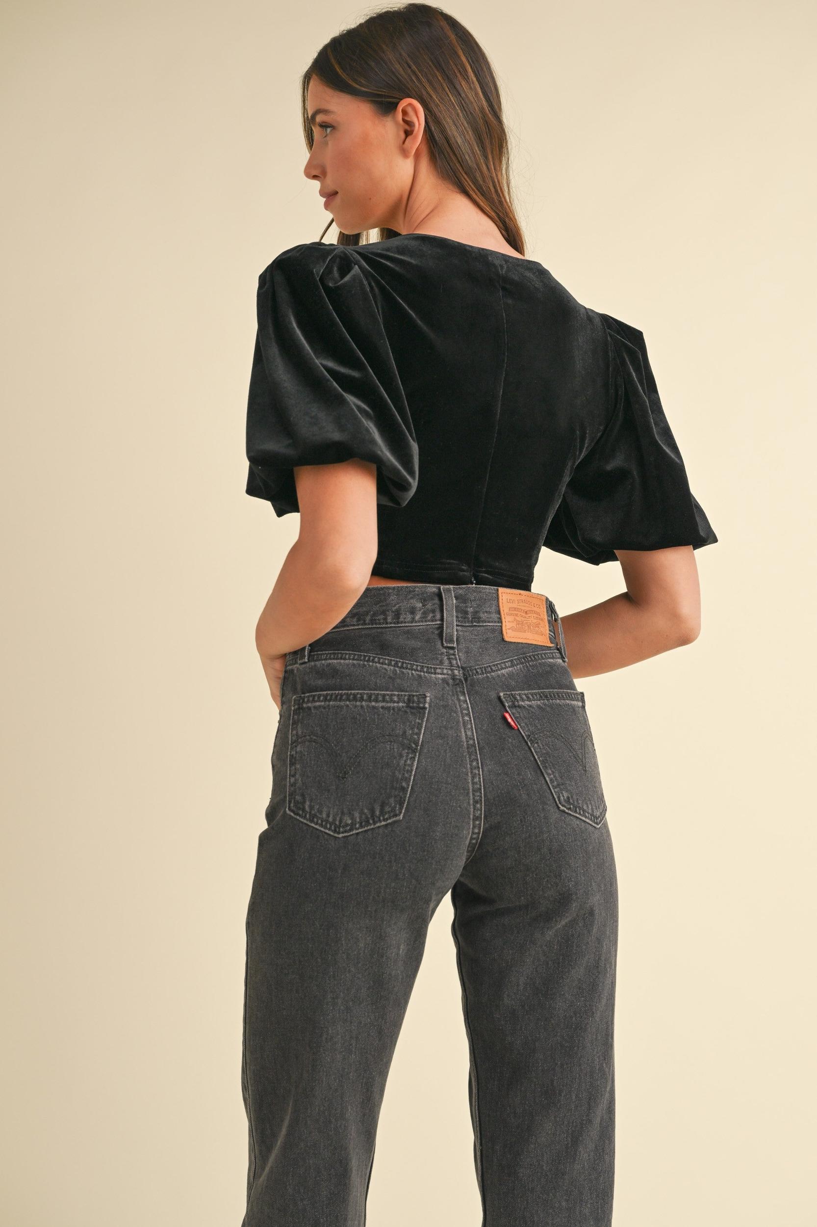 Velvet Rhinestone Bow Top Product Image