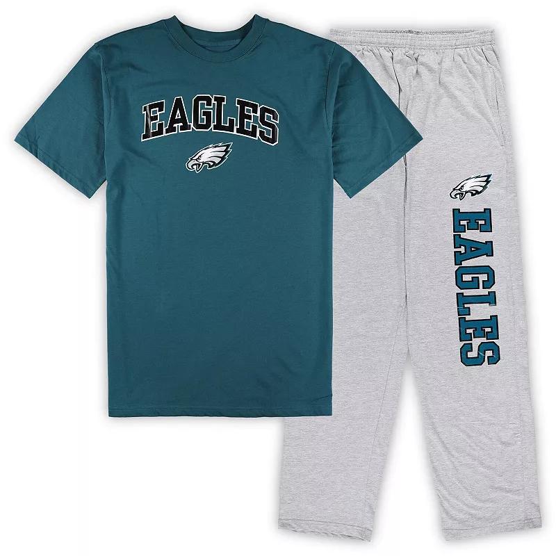 Mens Concepts Sport Midnight Green/Heather Gray Philadelphia Eagles Big & Tall T-Shirt & Pajama Pants Sleep Set Product Image