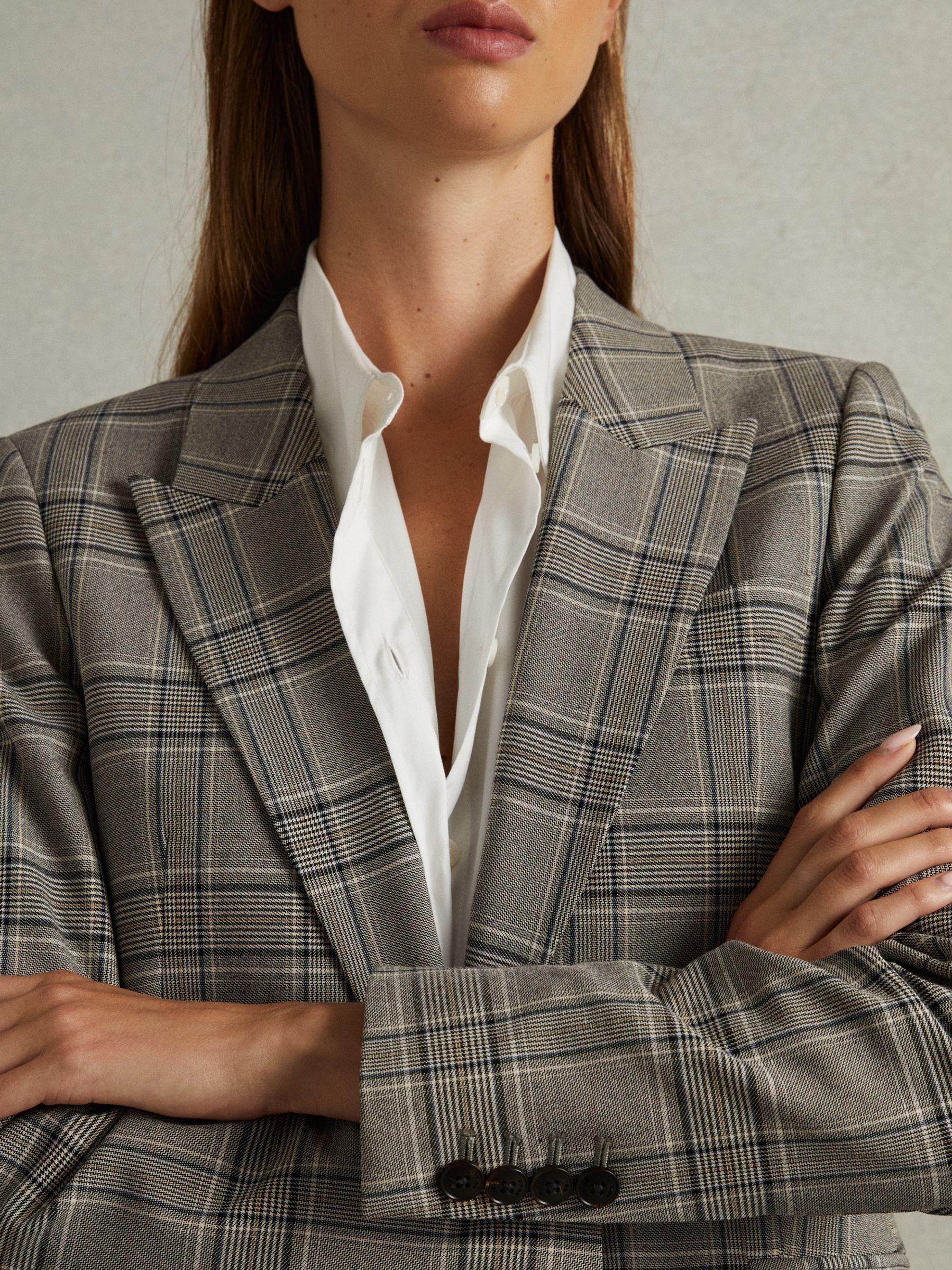 Checked Slim Fit Suit Blazer in Grey Check Product Image