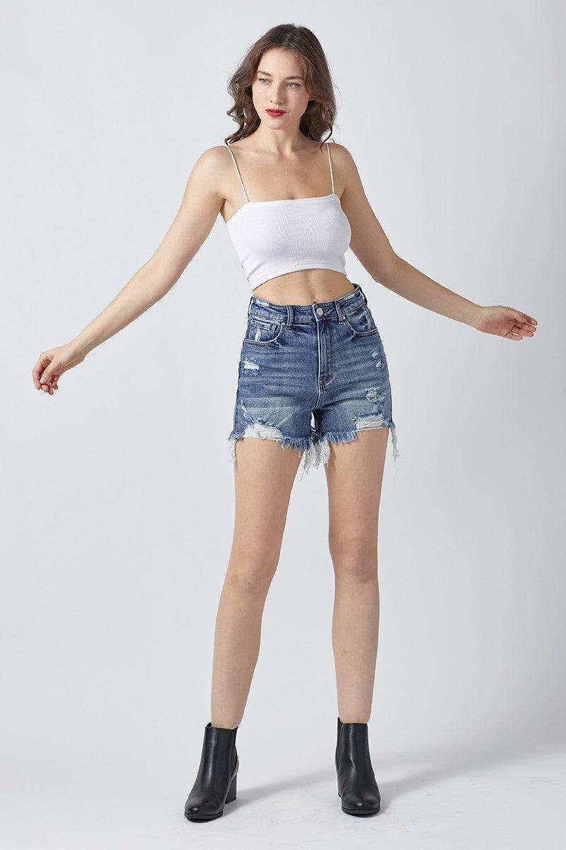 HIGH RISE DISTRESSED SHORTS Product Image