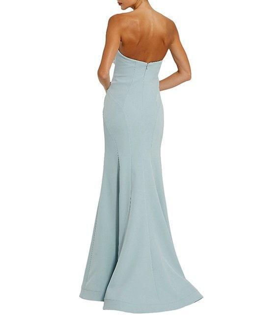 Mac Duggal Strapless 3D Rhinestone Flower Crepe Column Gown Product Image