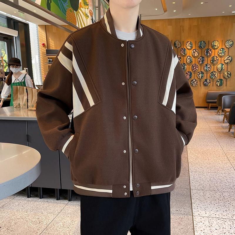 Long-Sleeve Striped Baseball Jacket Product Image