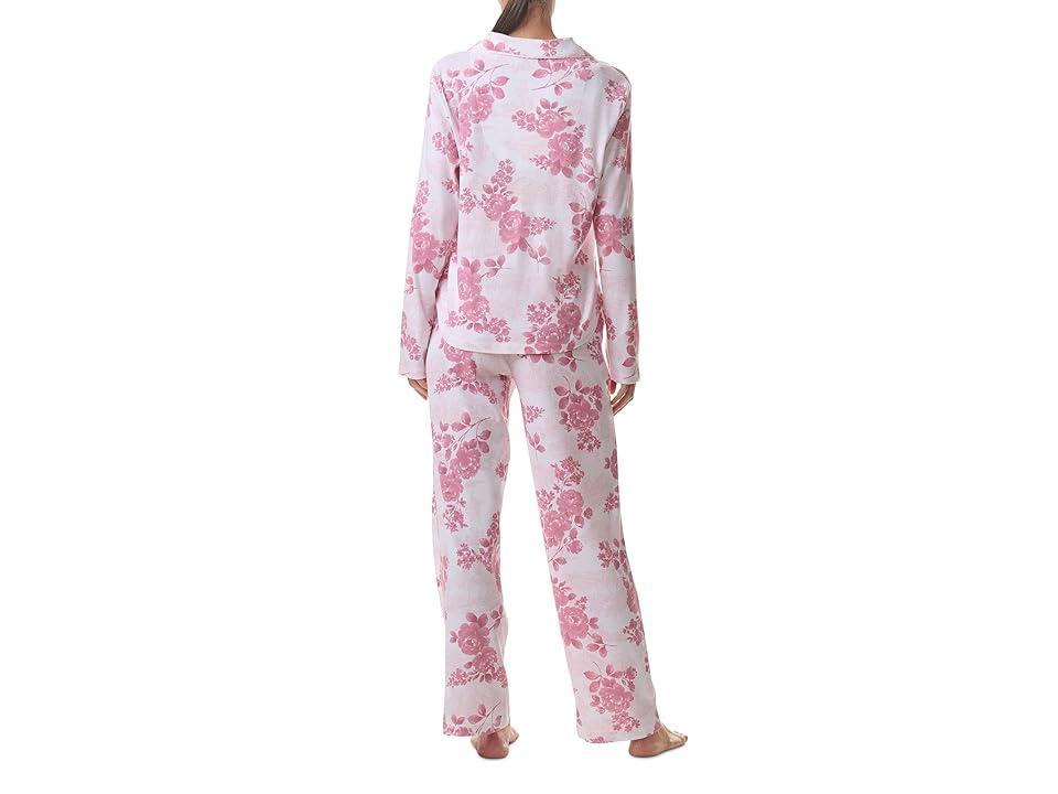 Karen Neuburger Plus Size Long Sleeve Girlfriend Pajama Set With Satin Picot (Floral Toile) Women's Pajama Sets Product Image