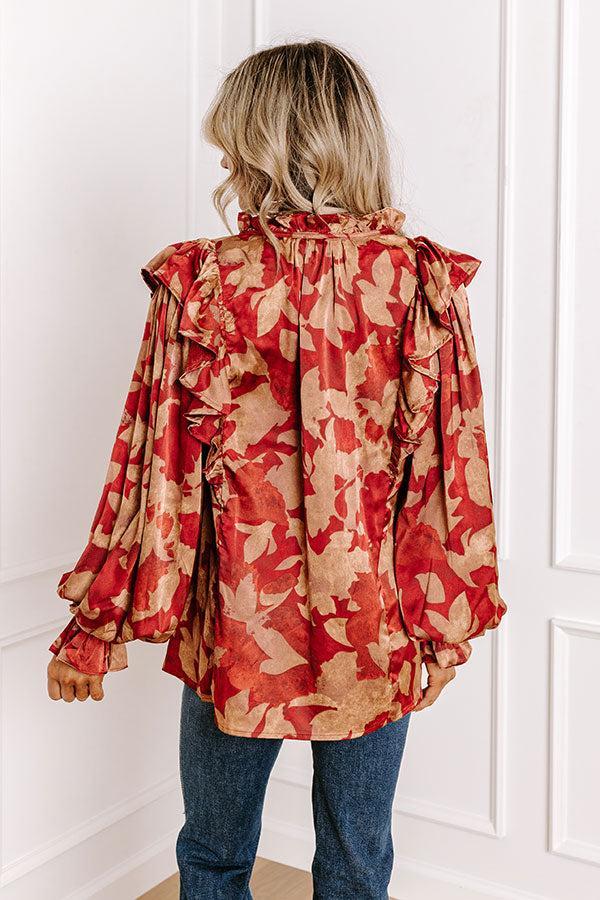 Set The Show Off Satin Ruffle Top Product Image