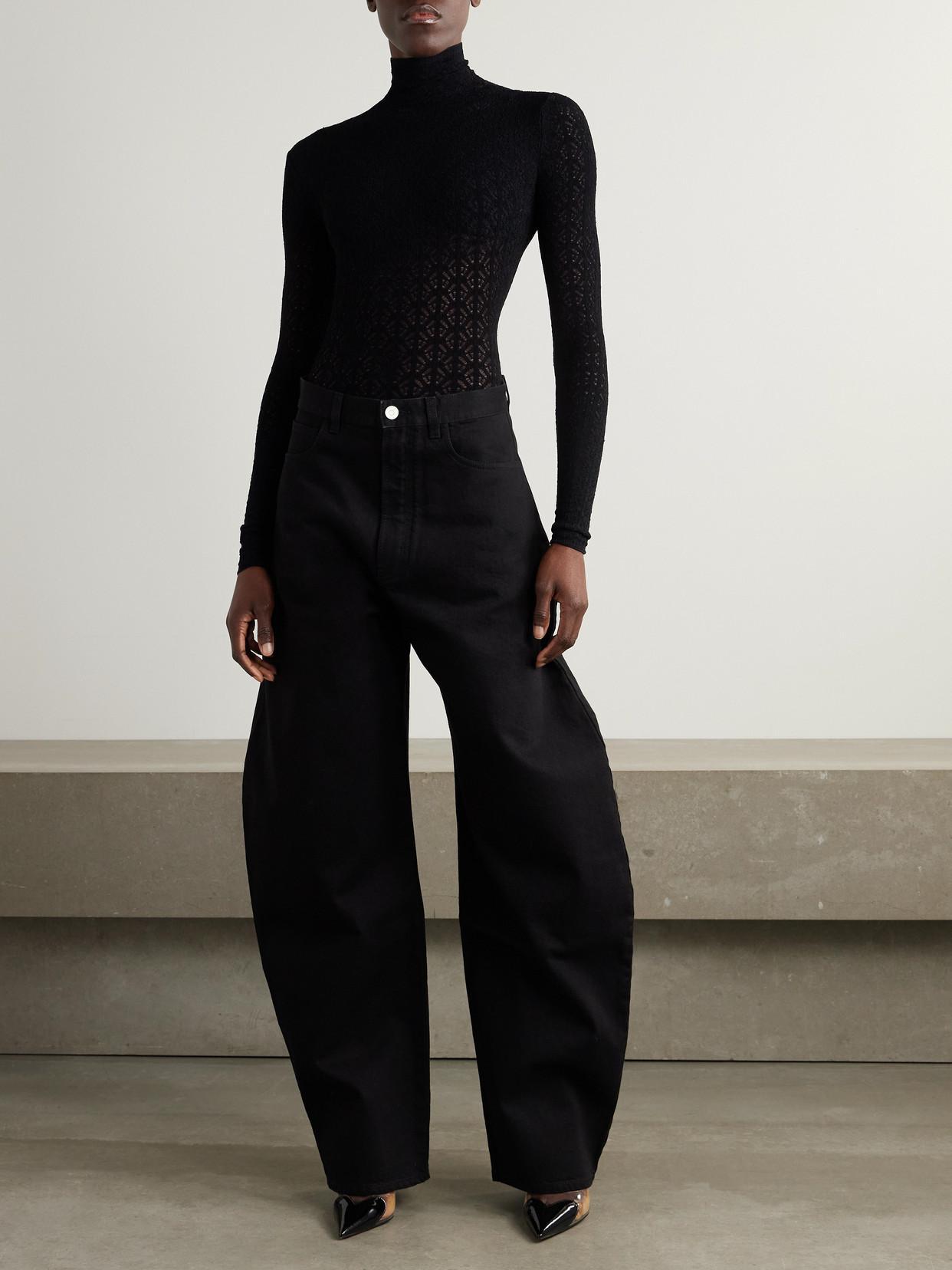 ALAÏA Open-knit Turtleneck Bodysuit In Black Product Image