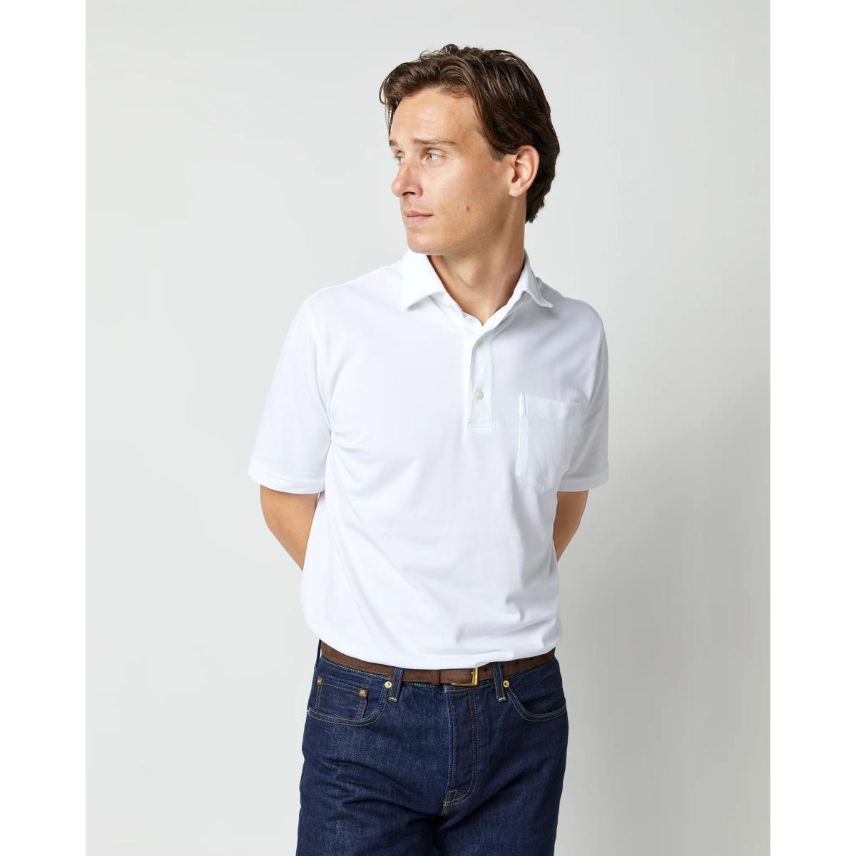 Short-Sleeved Polo White Pima Pique Product Image