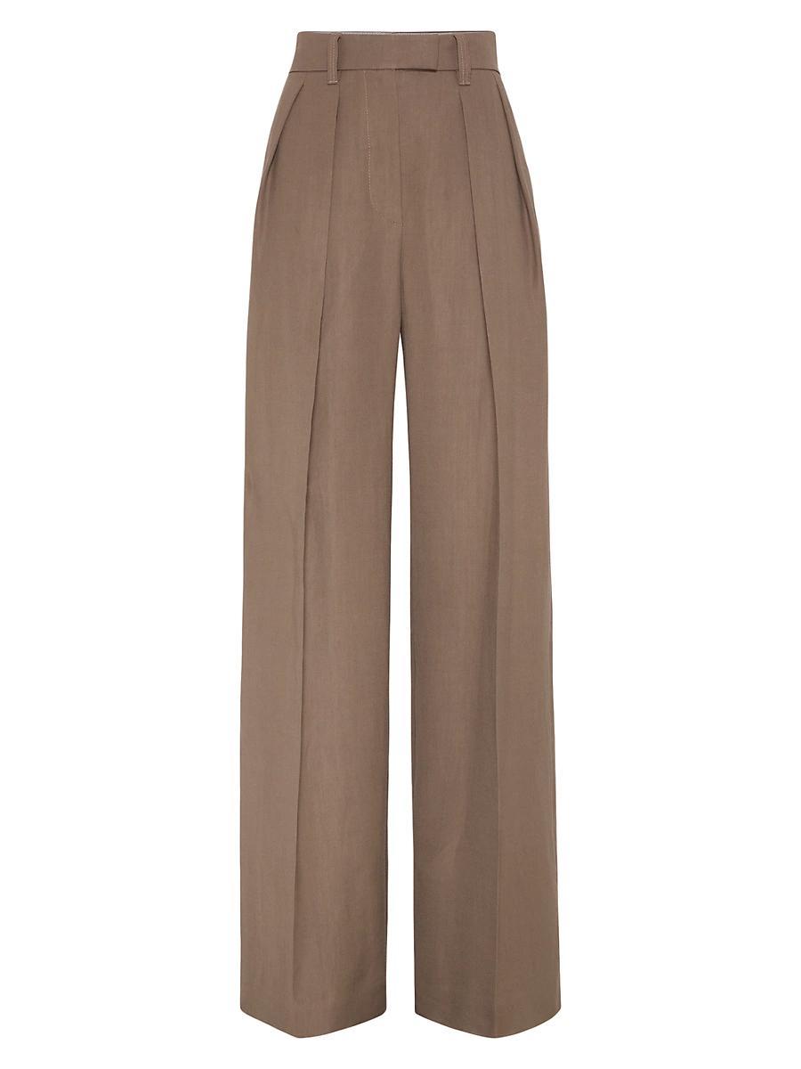 Womens Viscose and Linen Fluid Twill Sartorial Wide Trousers Product Image