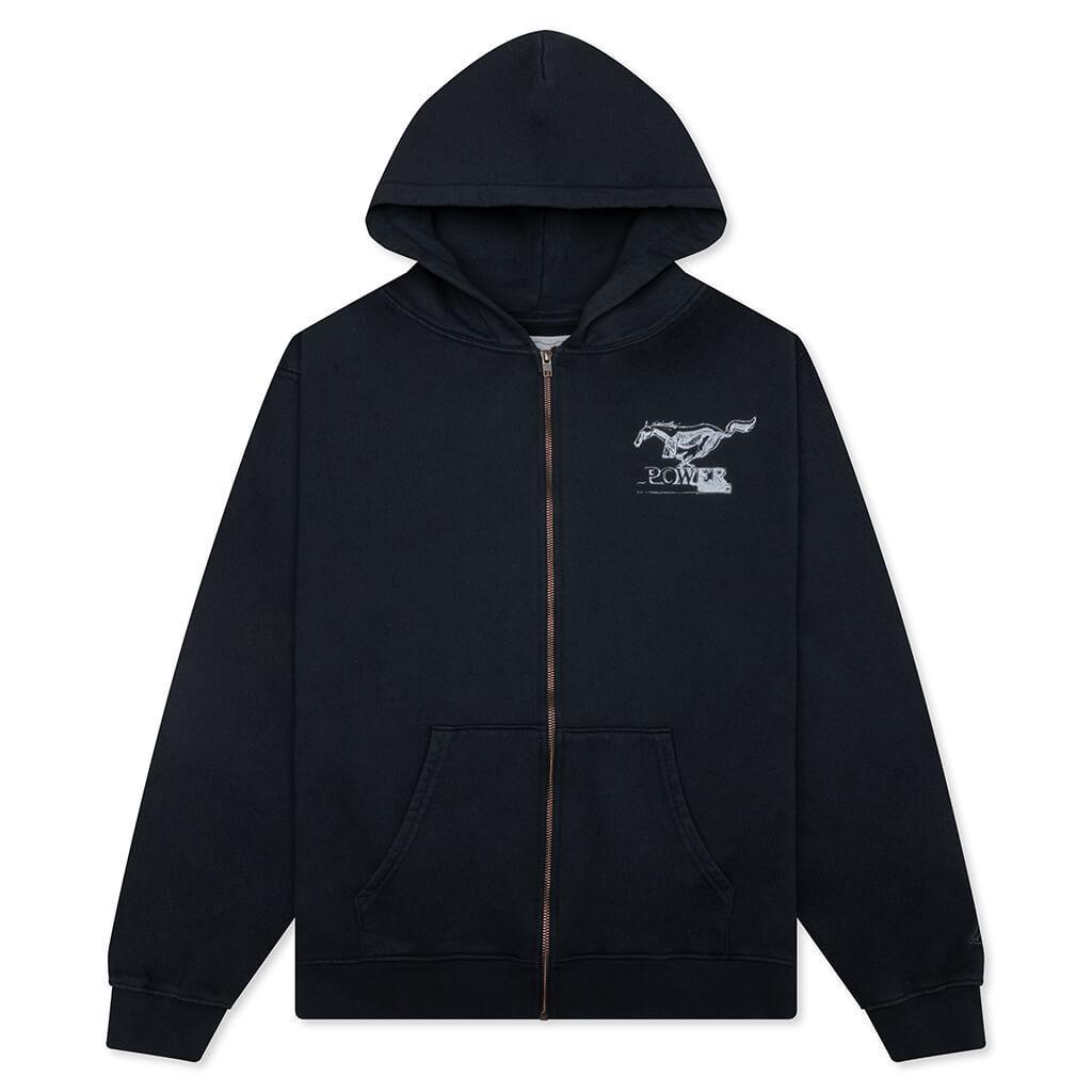 Mustang Cross Zip Up Hoodie - Washed Black Male Product Image