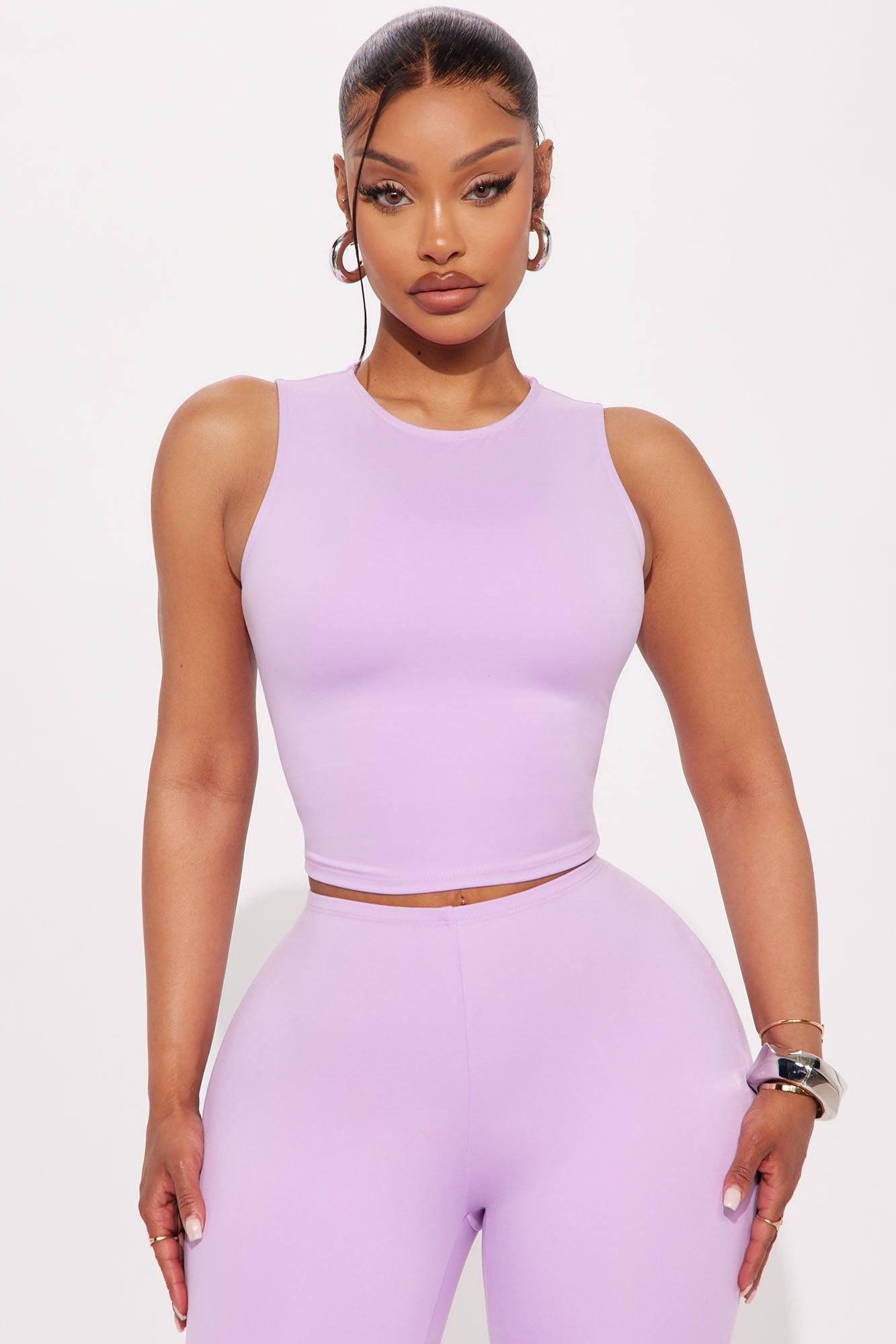 All Day Sleek Matte Tricot Capri Set - Lavender Female Product Image