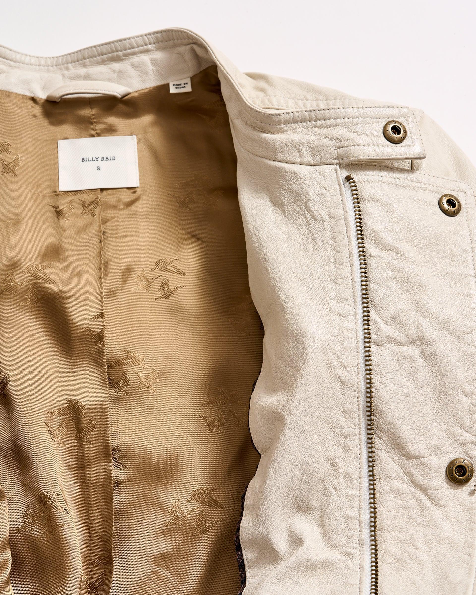 Washed Leather Biker Jacket -  Product Image