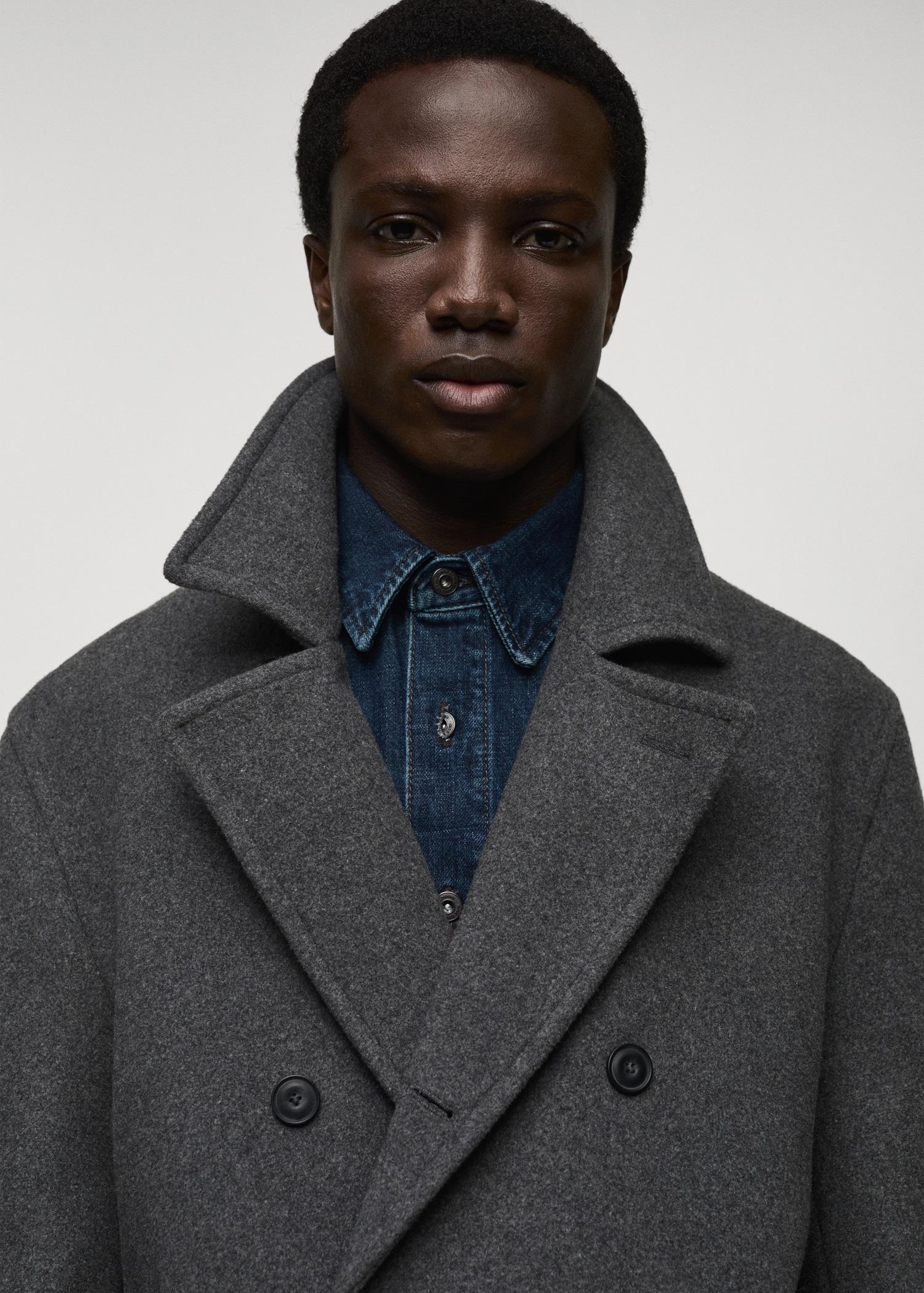 Wool double-breasted coat - Men | MANGO USA Product Image