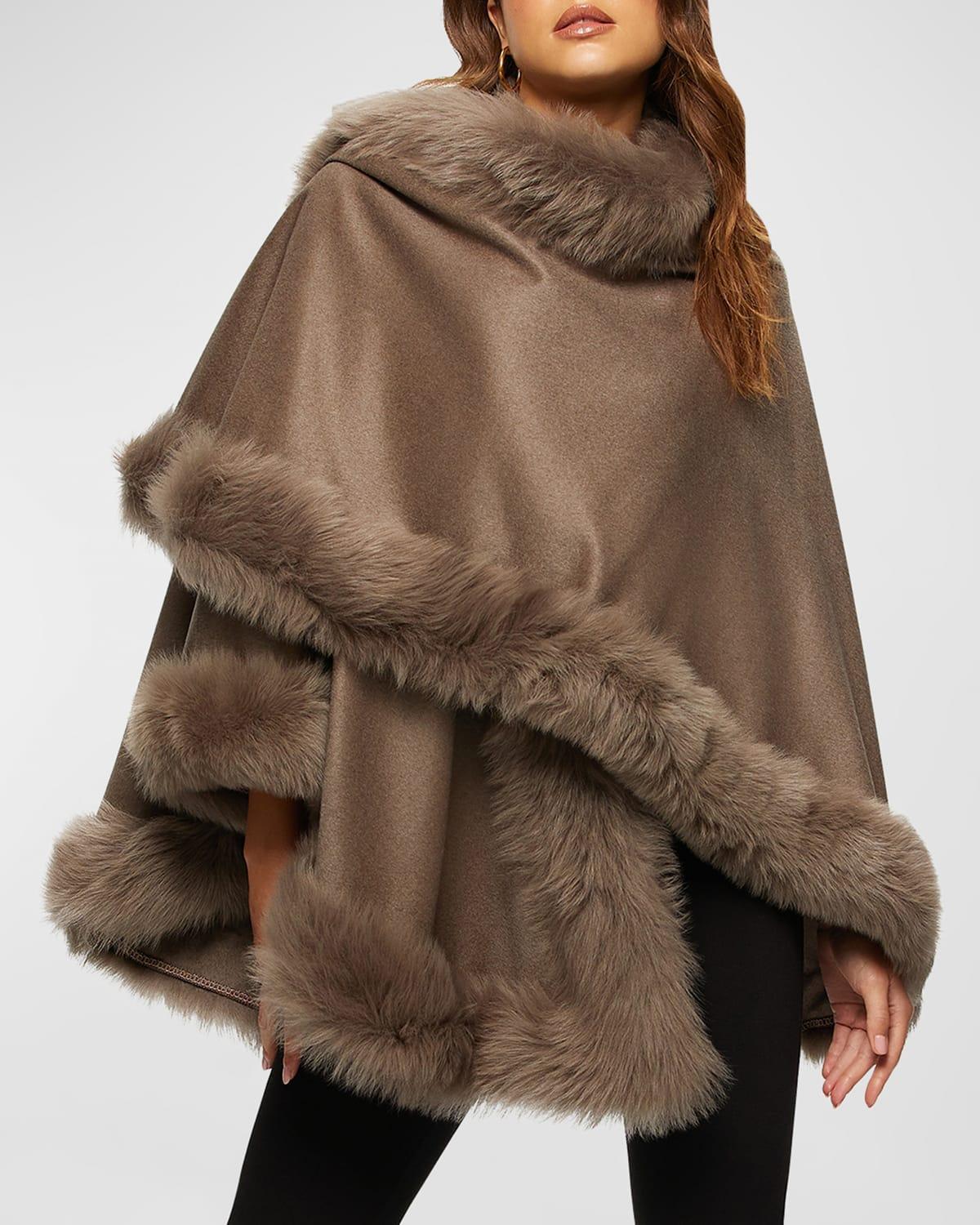 Cashmere Cape With Toscana Shearling Lamb Trim Product Image