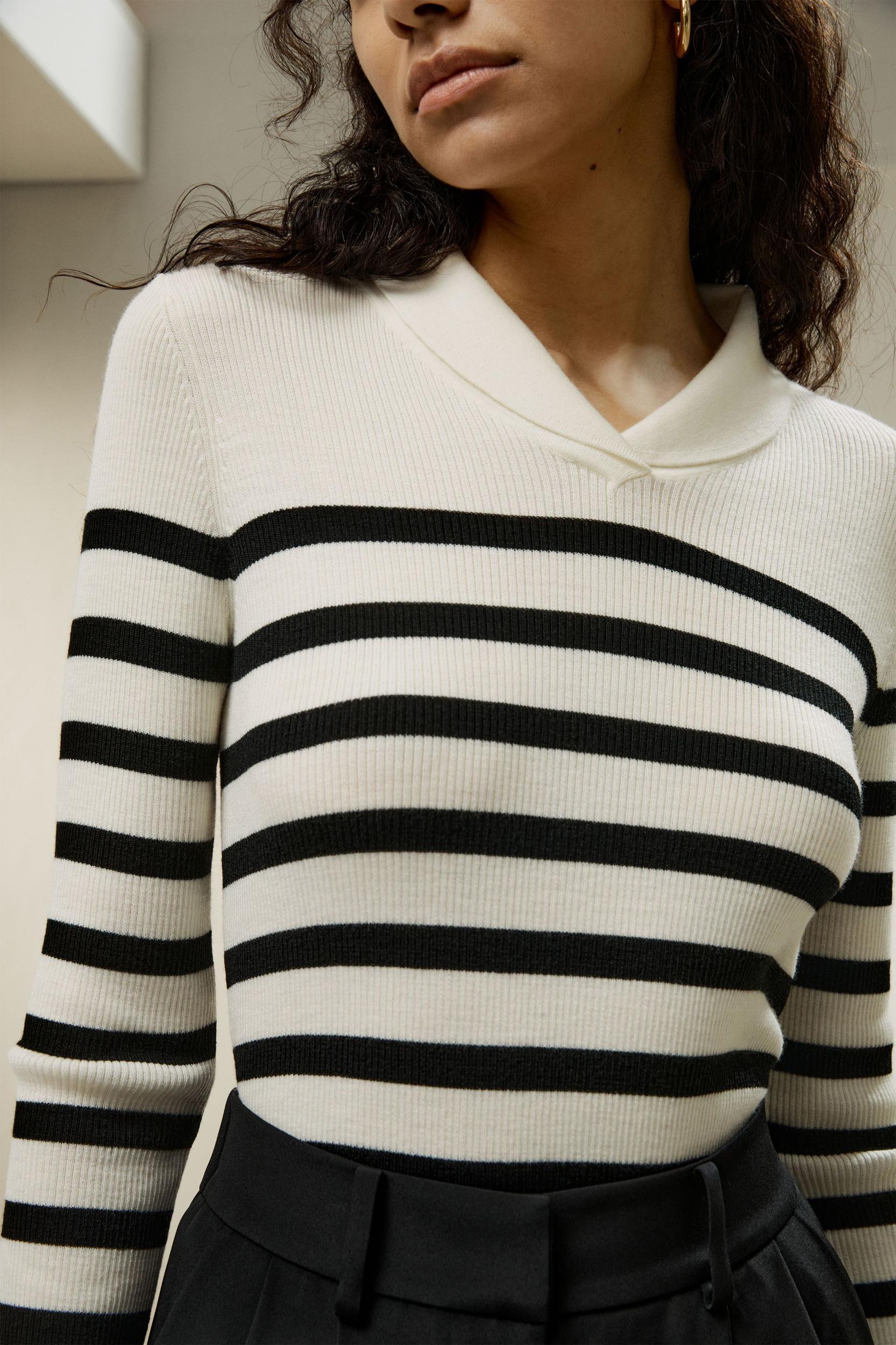 Striped Ultra-fine Merino Wool Sweater Product Image