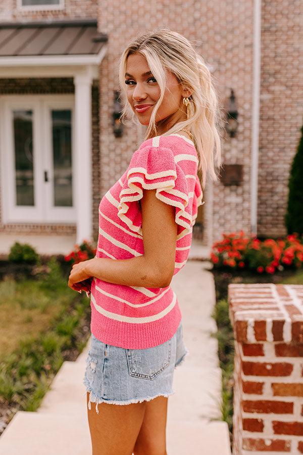 Sweet Charmer Knit Stripe Top in Pink Product Image