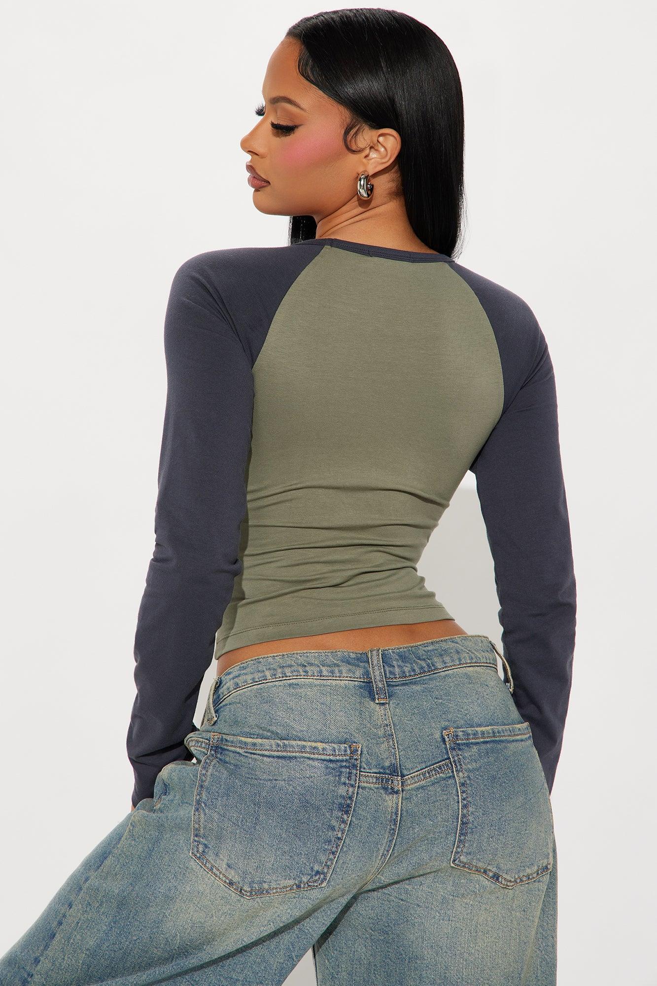 StarStruck Raglan Long Sleeve Tee - Olive Product Image