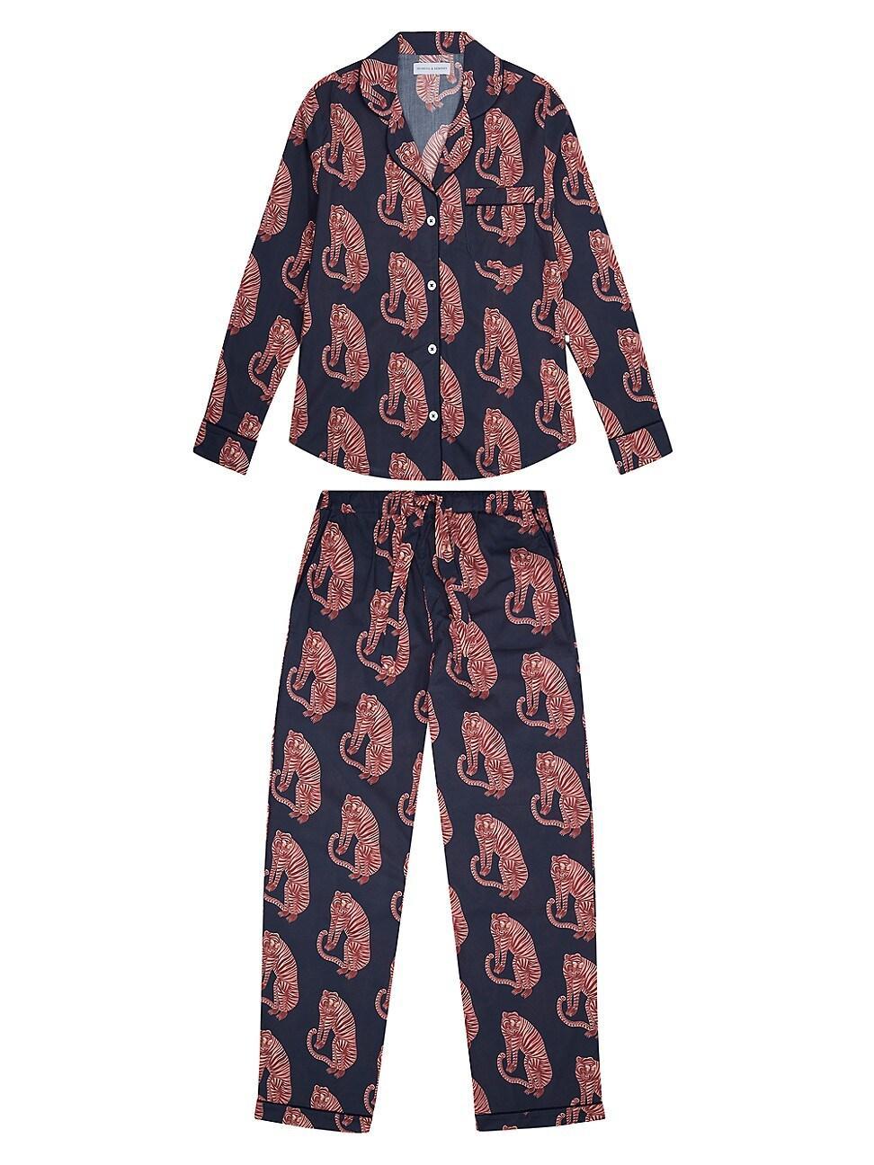 Womens Tiger Long 2-Piece Pajama Set Product Image