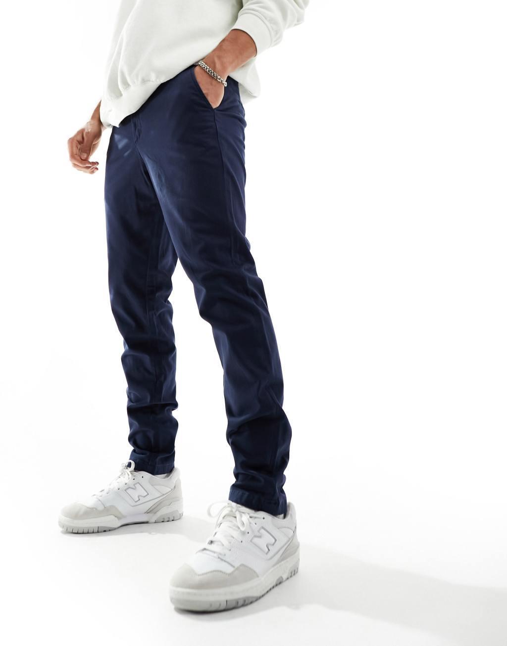 Jack & Jones Intelligence slim fit chinos in navy  Product Image