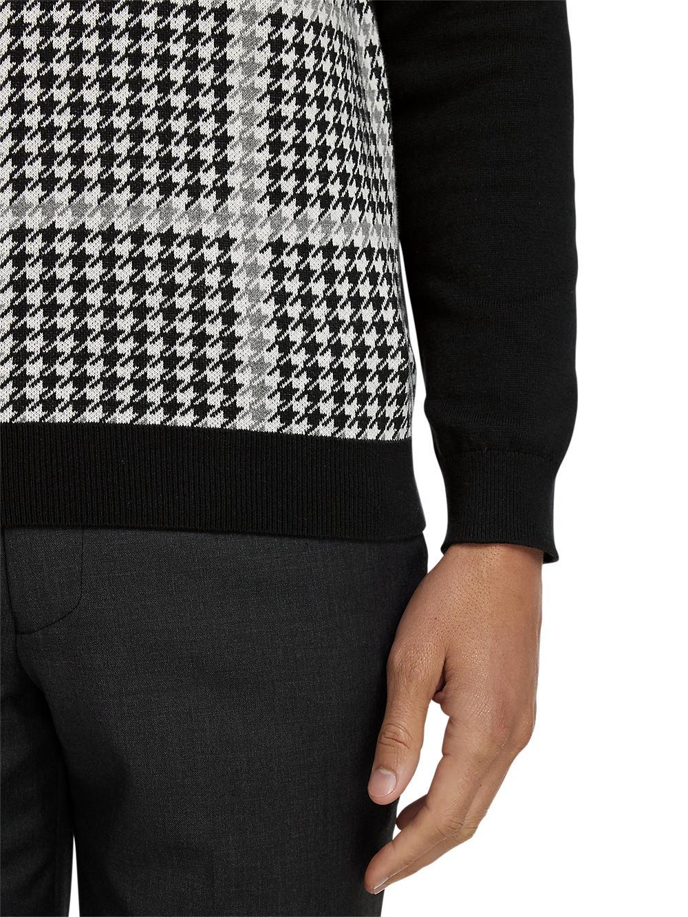 Cotton Quarter Zip Mock Neck Sweater - Black/white Product Image